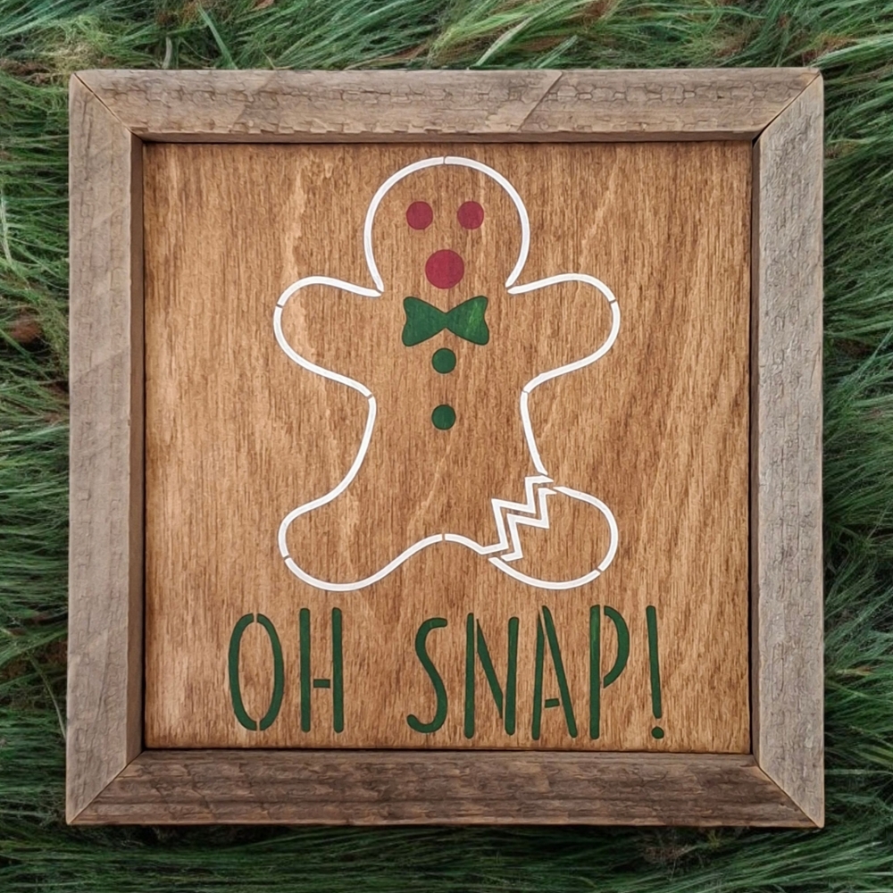 Oh Snap Gingerbread Painted Wood Sign Crafted Christmas Tabletop Shelf Leaner
